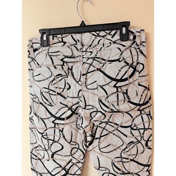 Bisou Bisou Womens Mid Rise Skinny Leg Jeans White Chain Print Sz 8 - Picture 6 of 9